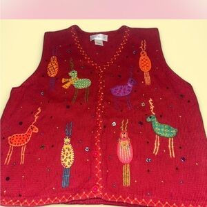 Funky vintage Susan Bristol Red Embroidered Vest